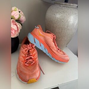 Hoka Women's Orange and Light Blue Athletic Shoes